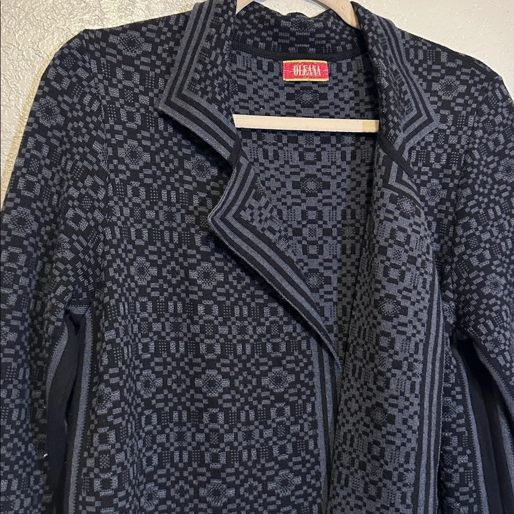 Oleana Merino and Silk Open Front Longline Cardigan EUC L